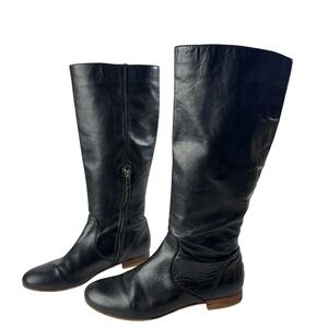 Frye Black Leather Knee-High Riding Boots